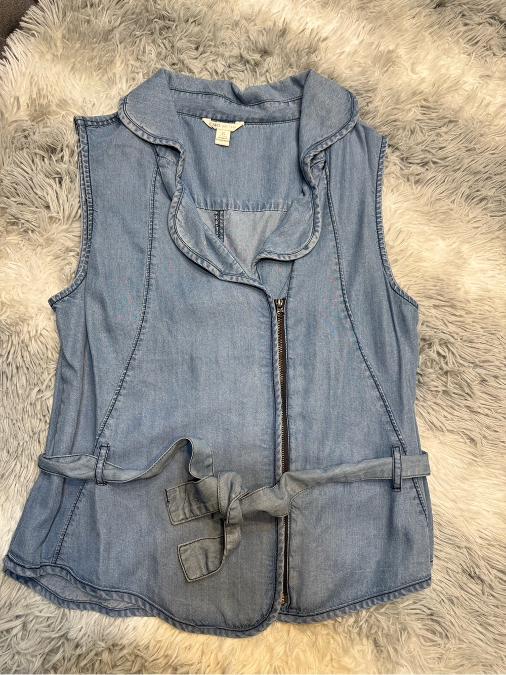 Cato Light Blue Denim Sleeveless Vest with Belt